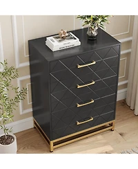 Gaomon Dresser for Bedroom with 4 Drawer, Modern Dressers Chest of Drawers, Wide Drawers and Metal Handles