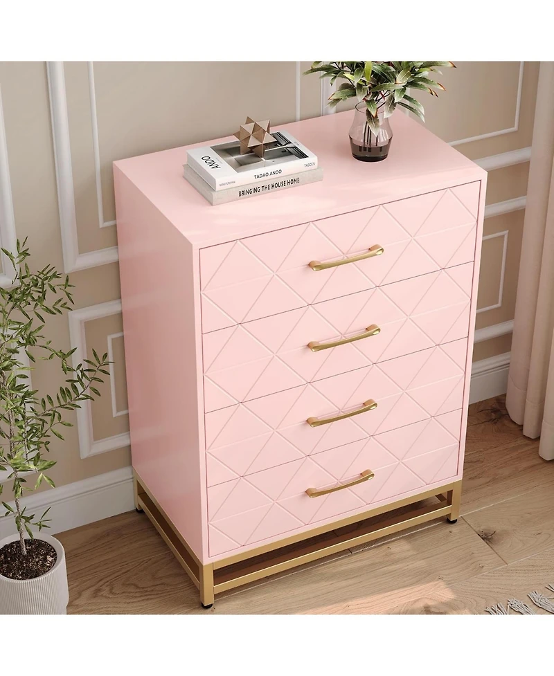 Gaomon Dresser for Bedroom with 4 Drawer, Modern Dressers Chest of Drawers, with Wide Drawers and Metal Handles