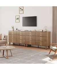 Gaomon Modern Wooden 6 Drawer Dresser with Vintage Pattern Design, Chest Deep Drawers for Bedroom, Living Room and Entryway