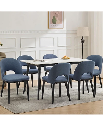 gaomon Modern Wooden Dining Chairs Set, Fabric Upholstered High Back Deep Seat Kitchen & Dining Room Chairs