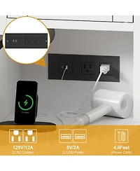 Gaomon Makeup Vanity Desk Lighted Mirror and Cushioned Stool Wooden Dressing Table