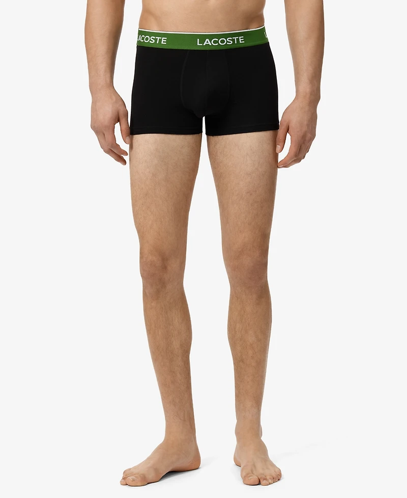 Lacoste Men's 3-Pack Regular-Fit Logo Waistband Trunk Underwear