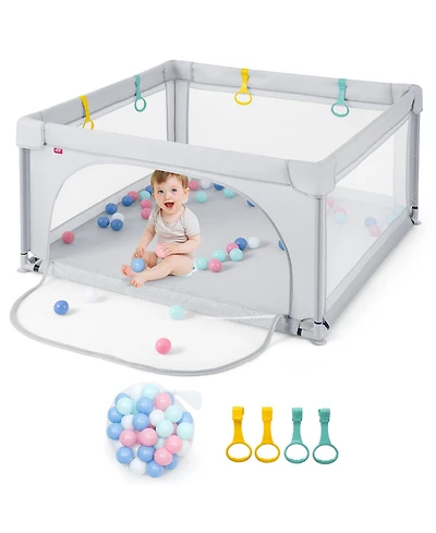 Costway Baby Playpen Infant Large Safety Play Center Yard with 50 Ocean Balls Light