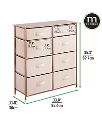mDesign Tall Storage Dresser Furniture, 8 Slim Fabric Drawers
