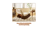 Flynama Corduroy Retro Striped Glider Rocking Chair Solid Wood Frame Accent Reading Chair for Bedroom Living Room Nursery
