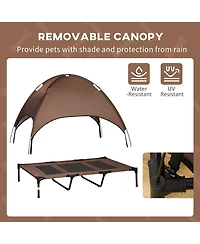 Zeus & Ruta 48" Coffee Outdoor Elevated Pet Bed with Canopy
