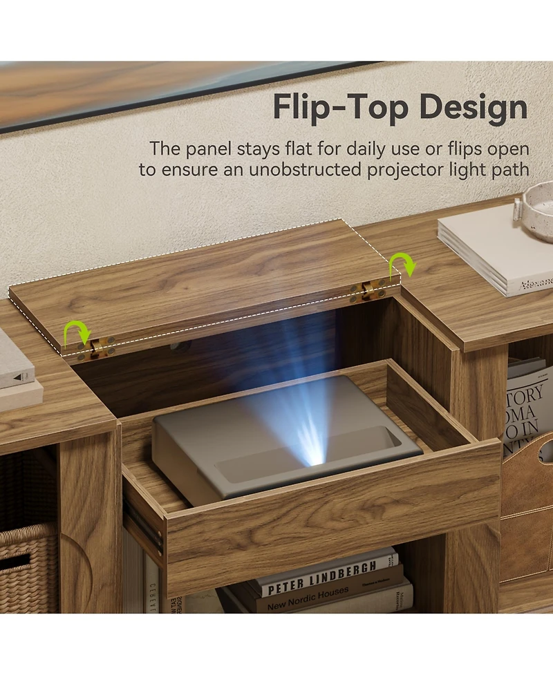 Tribesigns 70-Inch Projector Tv Stand, Entertainment Center with Storage, Mid-Century Modern Media Console