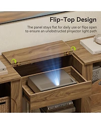 Tribesigns 70-Inch Projector Tv Stand, Entertainment Center with Storage, Mid-Century Modern Media Console