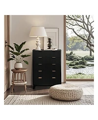 gaomon Tall 5-Drawer Wood Dresser, Waveform Fluted Panel Modern Chest of Drawers for Bedroom Clothes Storage