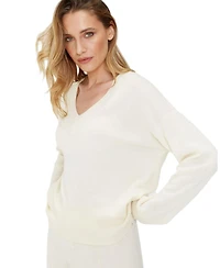 Chinti & Parker Women's V Neck Wool Cashmere Slouchy Lightweight Sweater