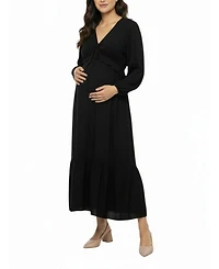 Motherhood Maternity Puff Sleeve Ruffle Midi Dress