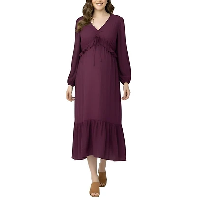 Motherhood Maternity Puff Sleeve Ruffle Midi Dress