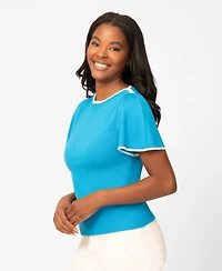 Melissa Paige Petite Boat-Neck Flutter-Sleeve Sweater