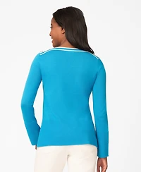 Melissa Paige Petite Button Shoulder Boat Neck Sweater