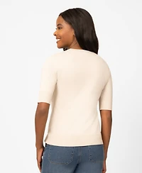 Melissa Paige Women's Whip Stitch Elbow-Sleeve Sweater