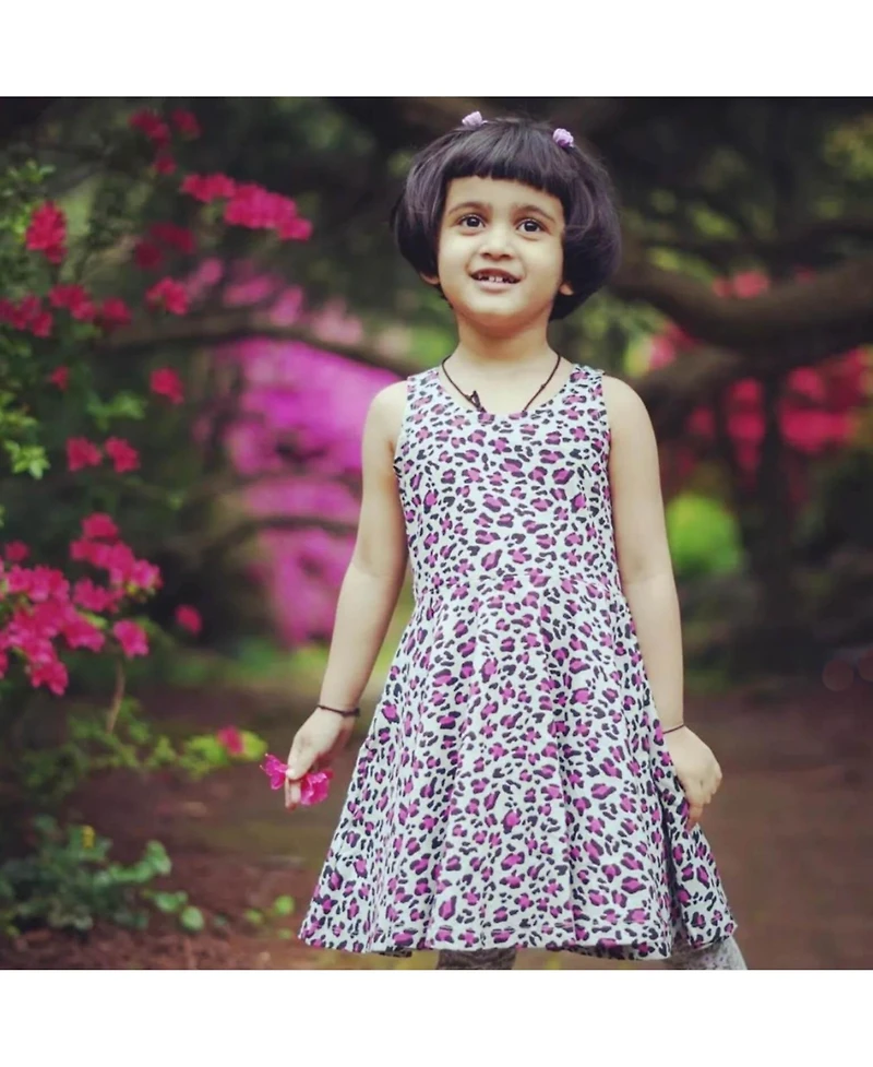 Mightly Toddler Girls Fair Trade Organic Cotton Print Sleeveless Twirl Dress