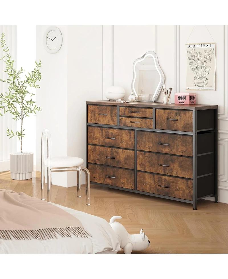 gaomon 10 Drawers Fabric Dressers for Bedroom, Modern Chest of Drawers, 45" Wide Tv Stand