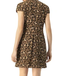 Ivonne Women's Short Beaded Cap Sleeve Dress with Round Neck