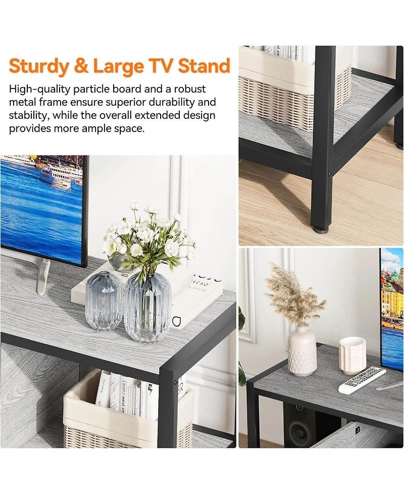 gaomon Tv Stand for up to Inches, Large Console Table with 2 Closed Storage Spaces and Open Compartments