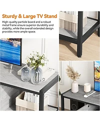 gaomon Tv Stand for up to Inches, Large Console Table with 2 Closed Storage Spaces and Open Compartments