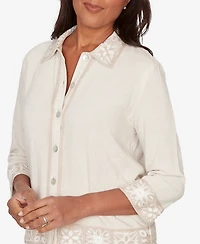 Alfred Dunner Petite Natural Wonder Embellished Crochet Jacket