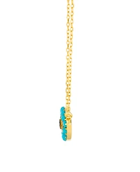 Le Vian Turquoise (69/100 ct. t.w.), Sapphire (3/50 ct. t.w.) & Nude Diamond (0.07 ct. t.w.)Pendant Necklace in 14k Honey Gold