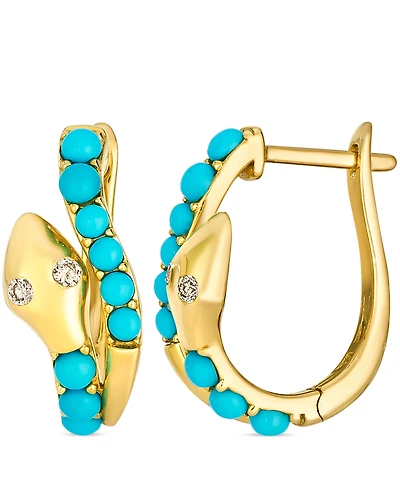 Le Vian Turquoise (1-1/50 ct. t.w.) & Nude Diamond (2/25 ct. t.w.) Hoop Earrings in 14k Honey Gold