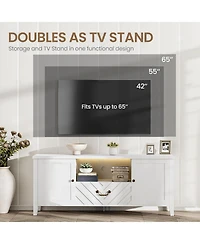gaomon Tv Stands for Living Room, White Entertainment Center with Led Lights, Television Stands for 65 in Tv