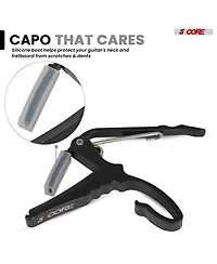 5 Core Guitar Capo Pair Quick Change Acoustic Electric String Clip Banjo Mandolin Or Ukulele Black