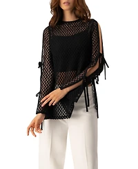 Ivonne Women's Tie-Sleeve See Through Lace Blouse