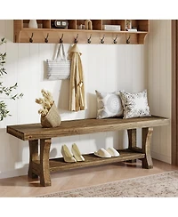 "Tribesigns 55'' Solid Wood Entryway Bench for Bedroom, Hallway & Dining Room"
