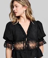 And Now This Women's Lace Trim Woven Top, Macy's Exclusive