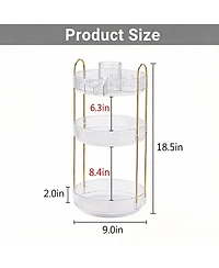 Yigii 360° Rotating Makeup Organizer - 3 Tier, Large Capacity, Easy Assembly, Durable Abs