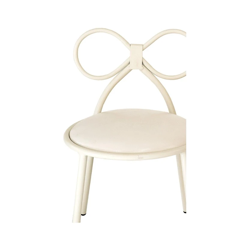 Csp Metal Kids Bow Chair With White Vinyl Seat Cushion, Set of 4