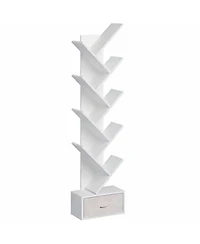 Yigii Vintage Tree-Shaped Bookshelf with 7-9 Shelves & Drawer for Books, CDs, Movies