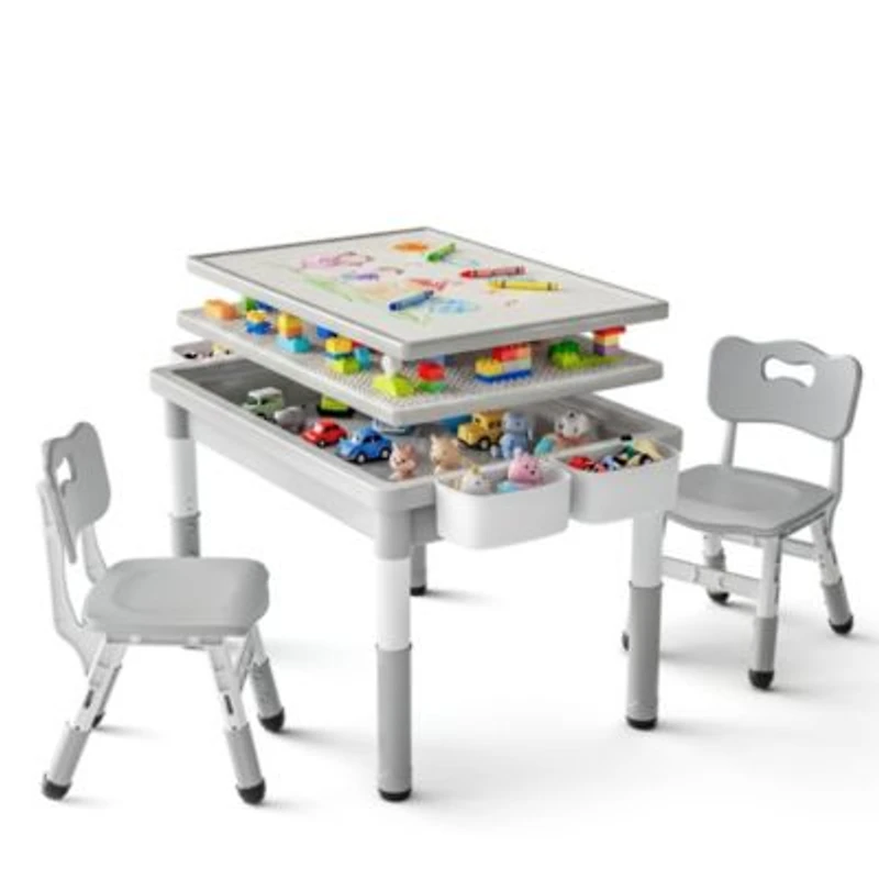 Kinder King Kids Table 2 Chair Set Activity Desk For Drawing Building Blocks Play