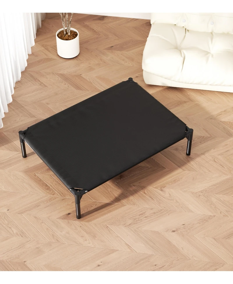 Aostirmotor Large Oxford Fabric Pet Bed in Black, Durable & Washable Dog Cat Cushion