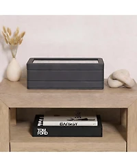 Yigii Luxury Watch Box - 12 Watches, Pu Leather, Glass Lid, Accessory Drawer