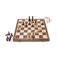 Gse Games & Sports Expert 15" Wooden Chess Game Set, Folding Chess Board Set with 32 Chessmen & Storage Box