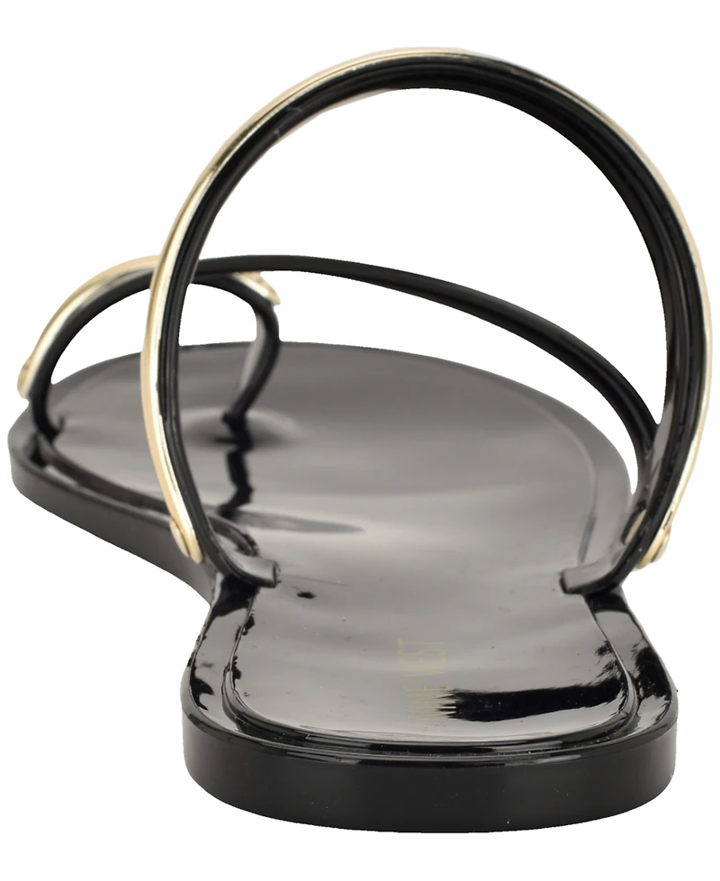 Nine West Women's Seashell Toe Ring Slip-On Flat Sandals