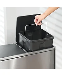 mDesign Metal Steel 60L Large Dual Compartment Step Trash Can - Brushed Chrome