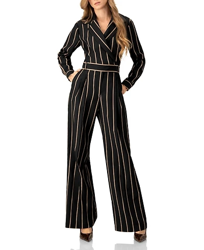 Ivonne Women's Striped Jumpsuit with Side Pockets
