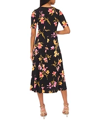 Msk Women's V-Neck Twist Front Midi Dress