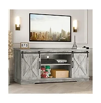 gaomon Farmhouse Tv Stand, Entertainment Center for 65 Inch Media Console Table, Barn Door Stand with Storage