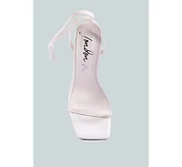 Women's Lewk Strappy Tie Up Spool Heel Sandals