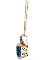 Le Vian London Blue Topaz (7-19/20 ct. t.w.) & Chocolate Diamond (11/100 ct. t.w.) Pendant Necklace in 14k Strawberry Gold