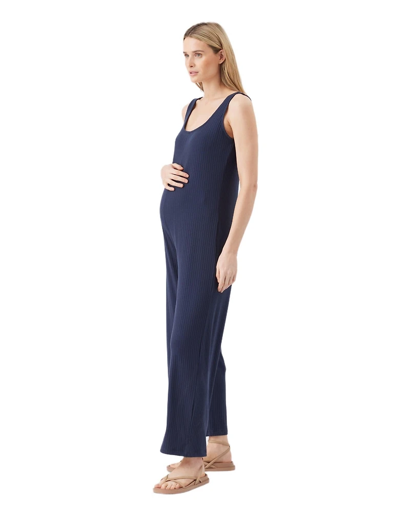 Ripe Maternity Bobby Rib Jumpsuit Navy