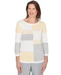Alfred Dunner Petite Ribbed Jewel Neck Sweater