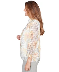 Alfred Dunner Petite Floral Two-In-One Collared Top