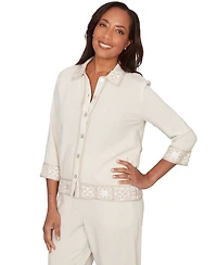 Alfred Dunner Petite Natural Wonder Embellished Crochet Jacket
